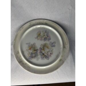 Porcelain Tea Trivet Tile Hot Plate lavender Roses Vintage 1930s Worn Distressed